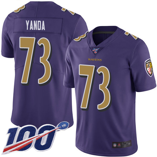 Baltimore Ravens Limited Purple Men Marshal Yanda Jersey NFL Football #73 100th Season Rush Vapor Untouchable